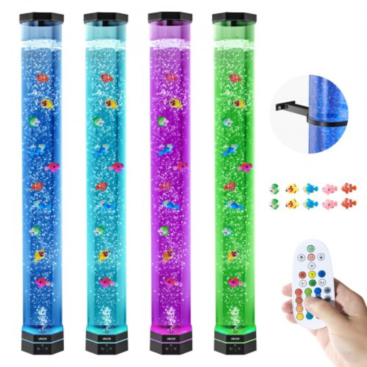 LED Bubble Tube Lamp Floor Standing Jellyfish Light 16 Color Remote Control
